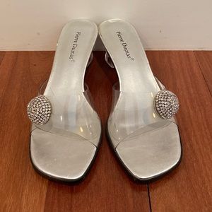 Pierre Dumas silver clear sandal. Gently worn.